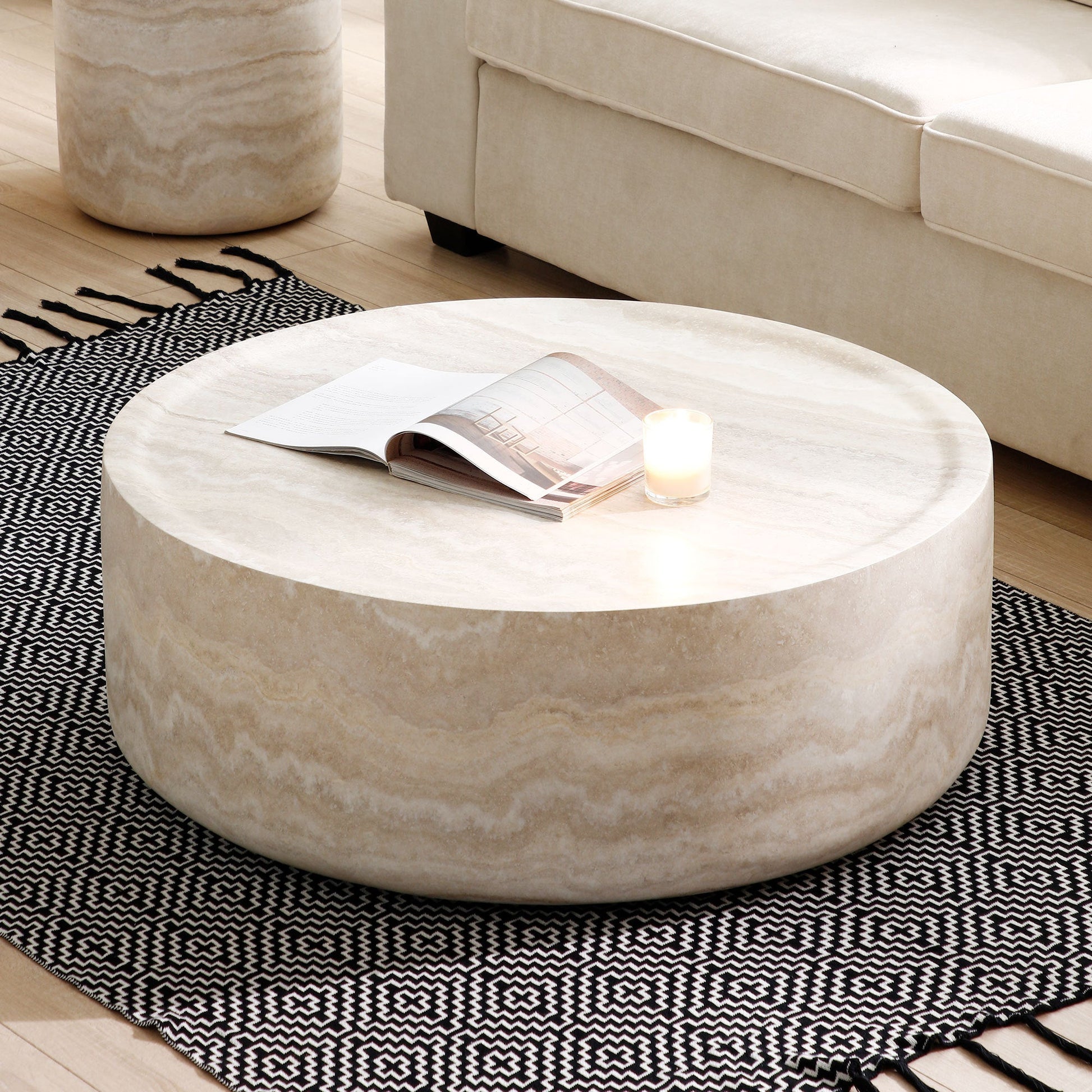 Ianthe 35.43'' Round Faux Marble Coffee Table, Mars Pattern