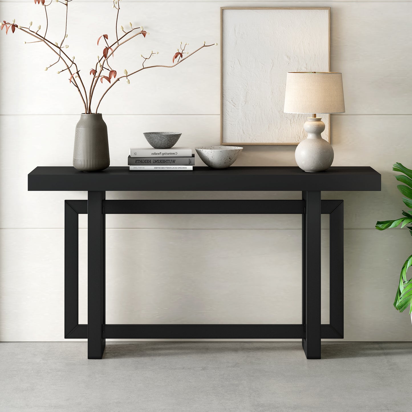 Brecker Modern Extra Long Console Table, Black