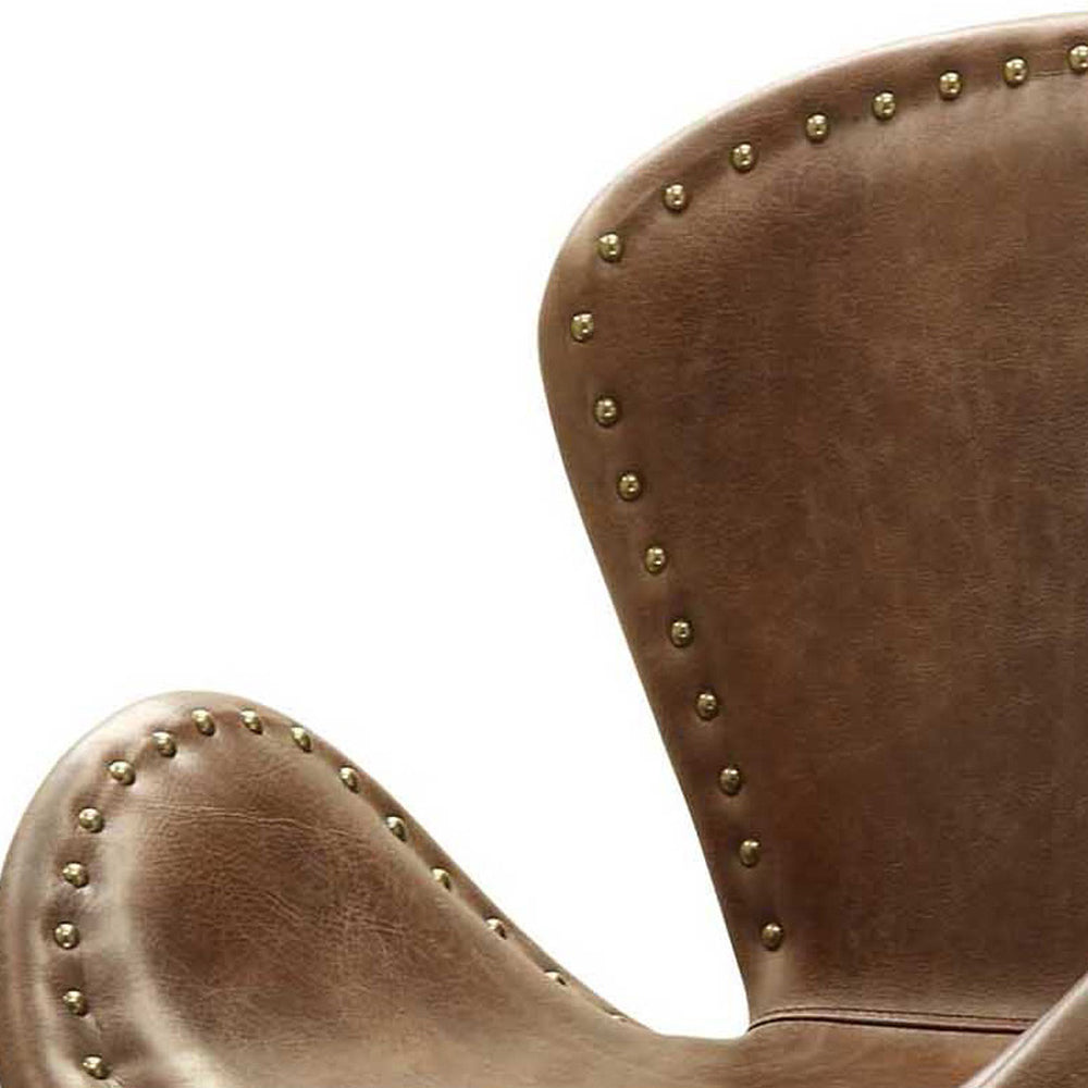 Brancaster Retro Brown and Chrome Bucket Seat Accent Chair