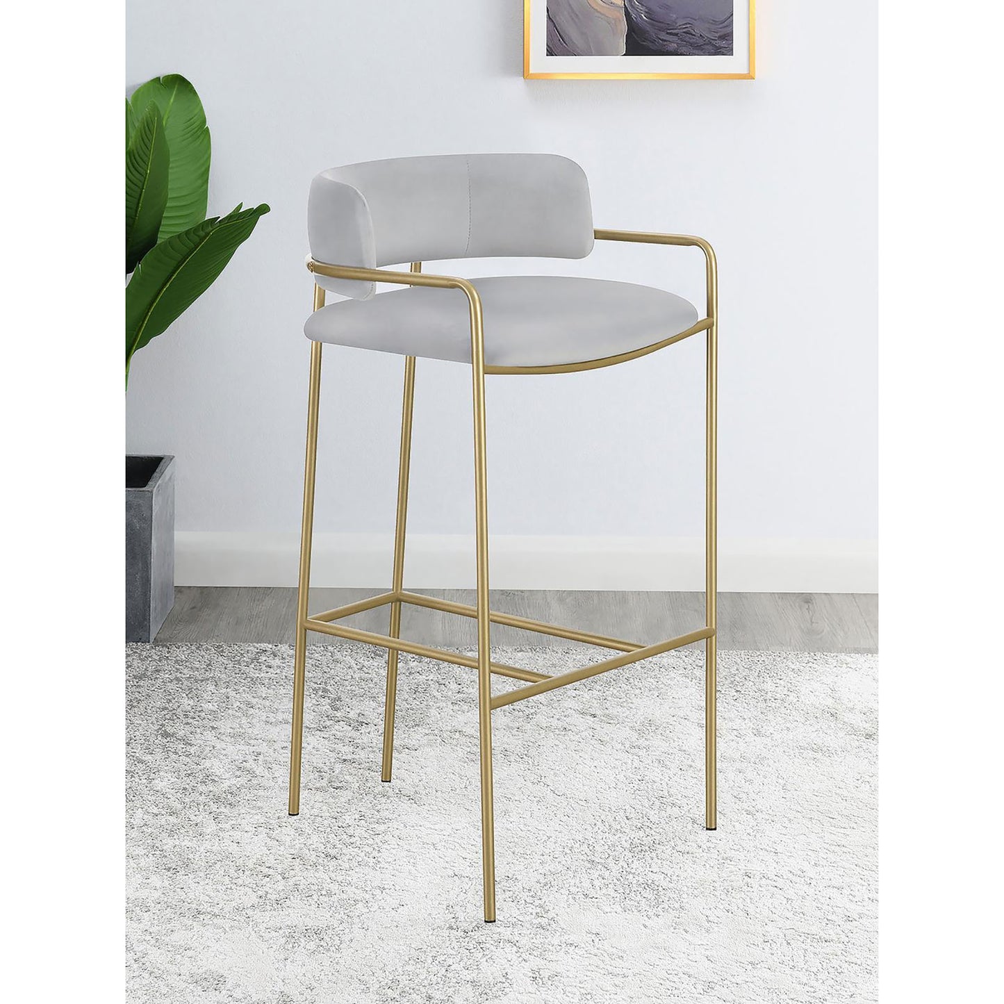 Delfina Grey and Gold Low Back Stool