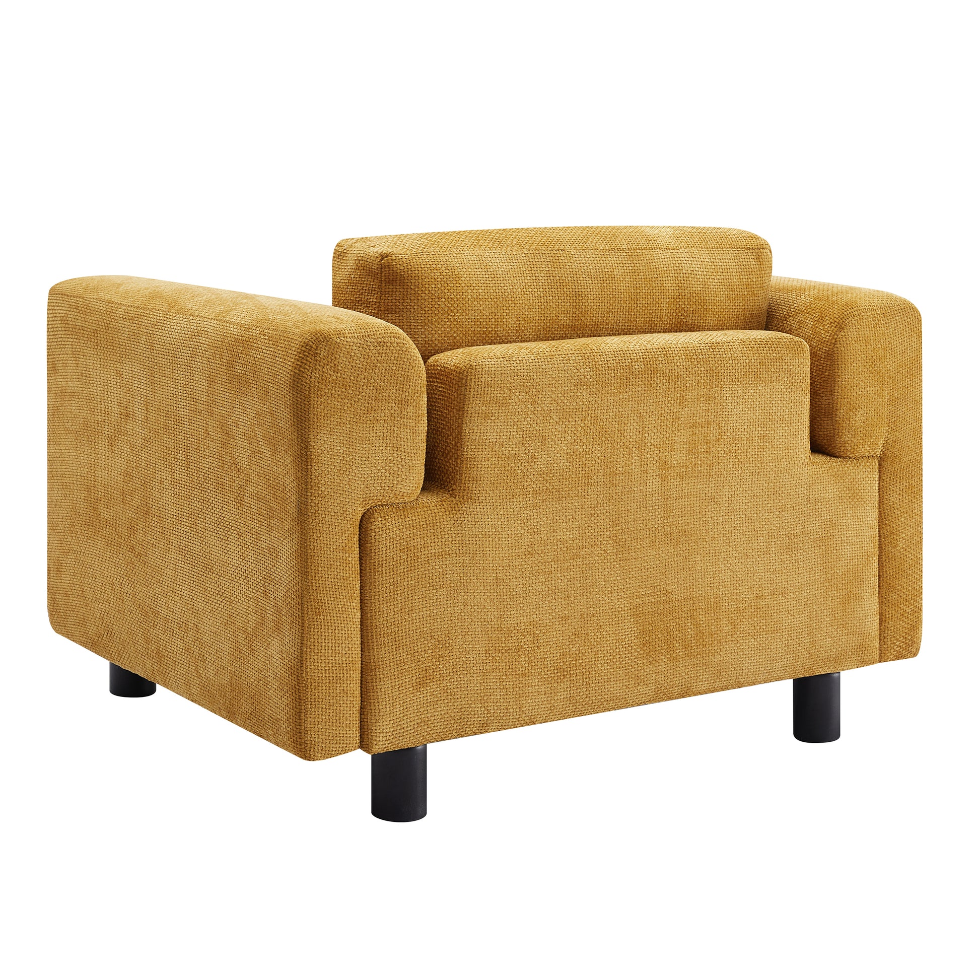 Tessie Modern Oversize Woven Velvet Armchair, Yellow