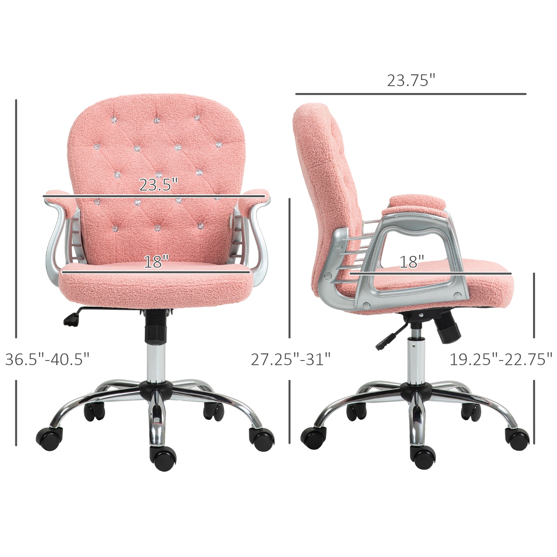 Vinsetto Teddy Fleece Office Chair, Pink