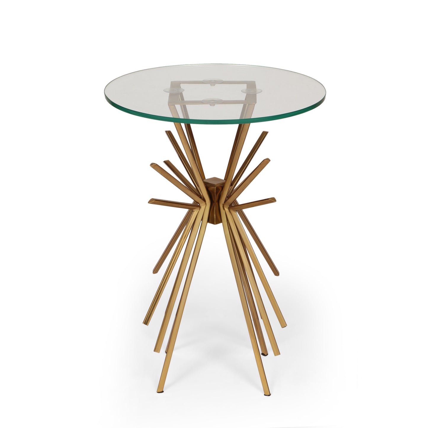 Willow Golden Sunburst Side Table with Glass Top