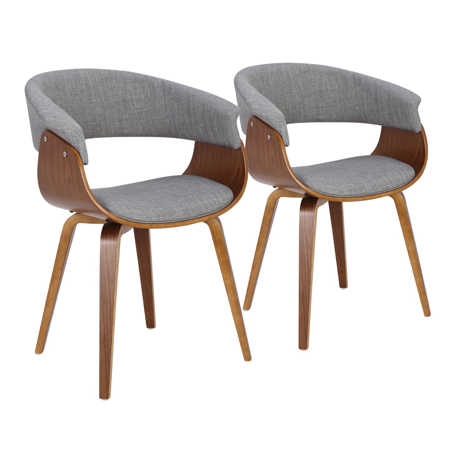 Weston Mid-Century Modern Side Chairs with Walnut Frame Set of 2 , Gray