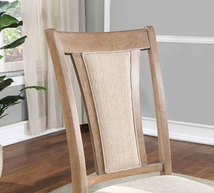 Aher Modern Rustic Side Chairs with Natural Frame & Beige Seat Set of 2