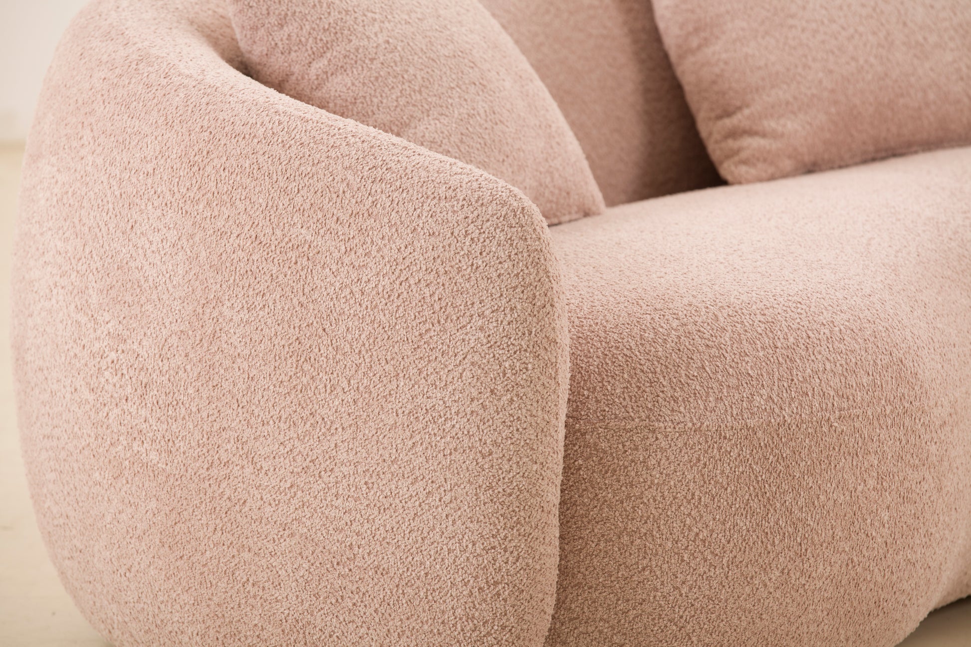 Stark 93" Boucle Upholstered Mid-Century Modern Sofa, Pink