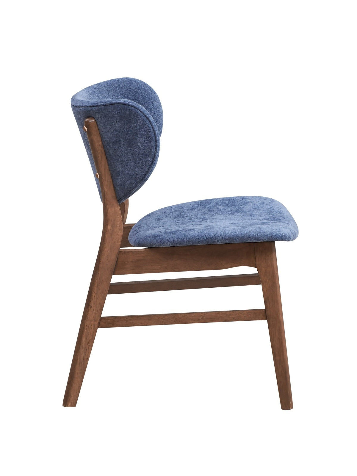 Blue and Walnut Padded Side Chair Set of 2