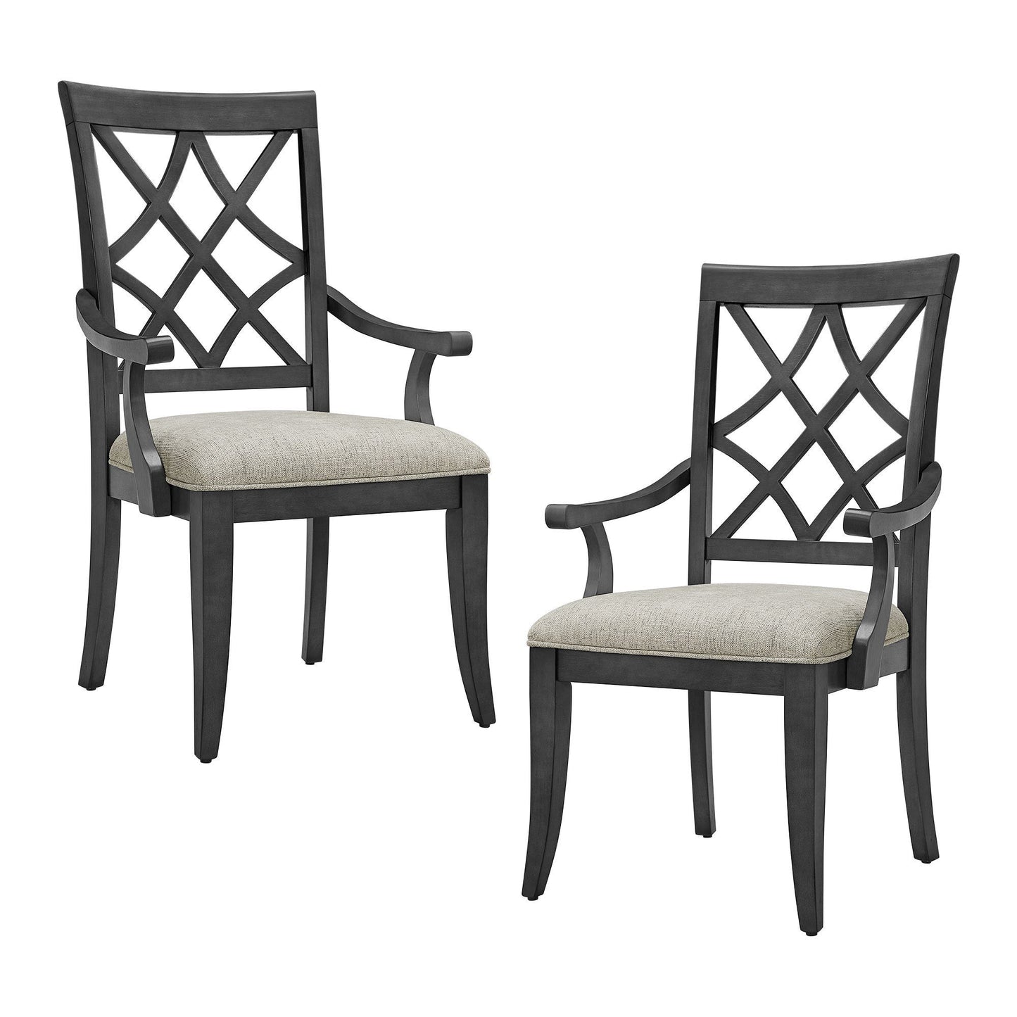 Fable Mid-Century Modern Dining Arm Chairs Set of 2 Dark Oak