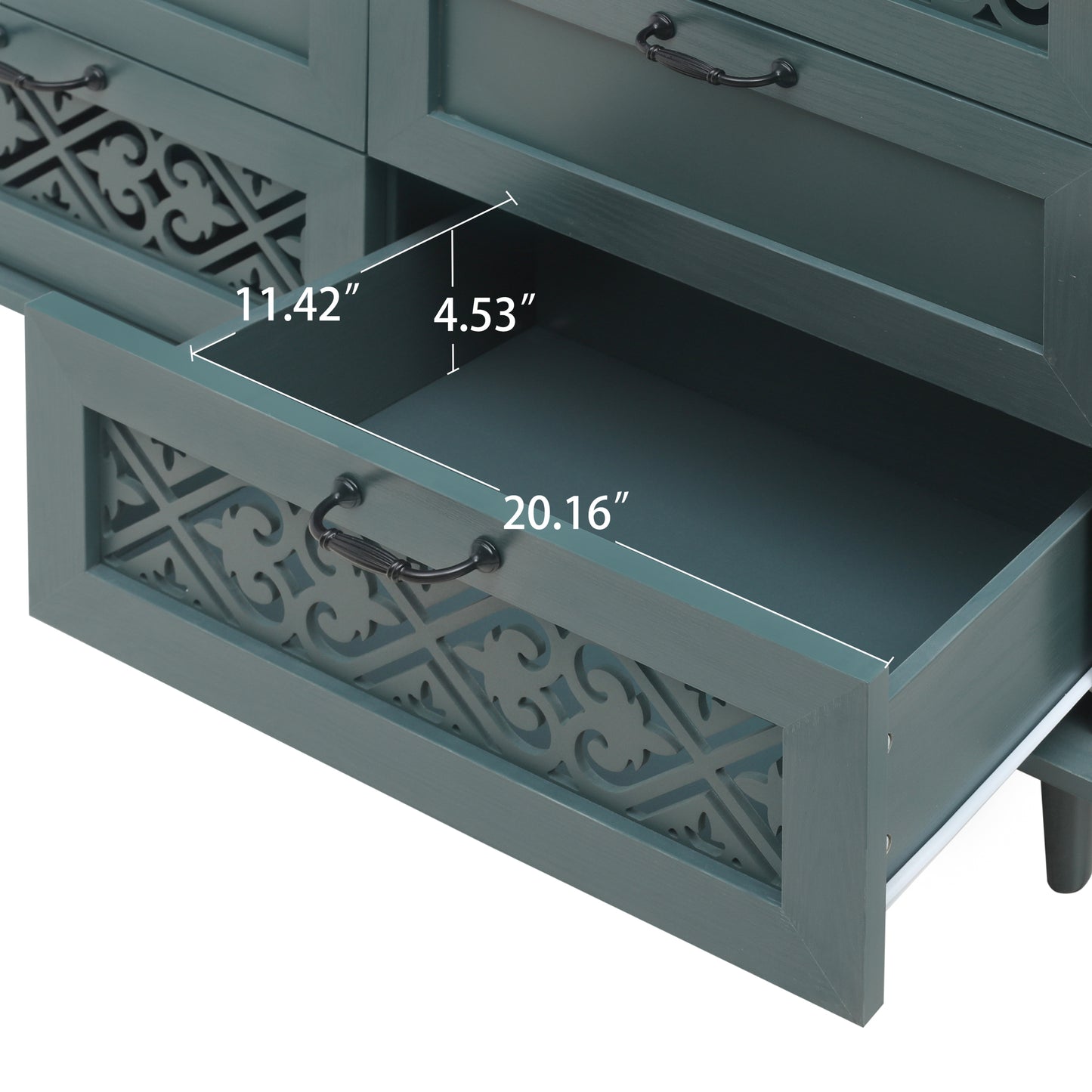 Riley Dark Green 7-Drawer Cabinet