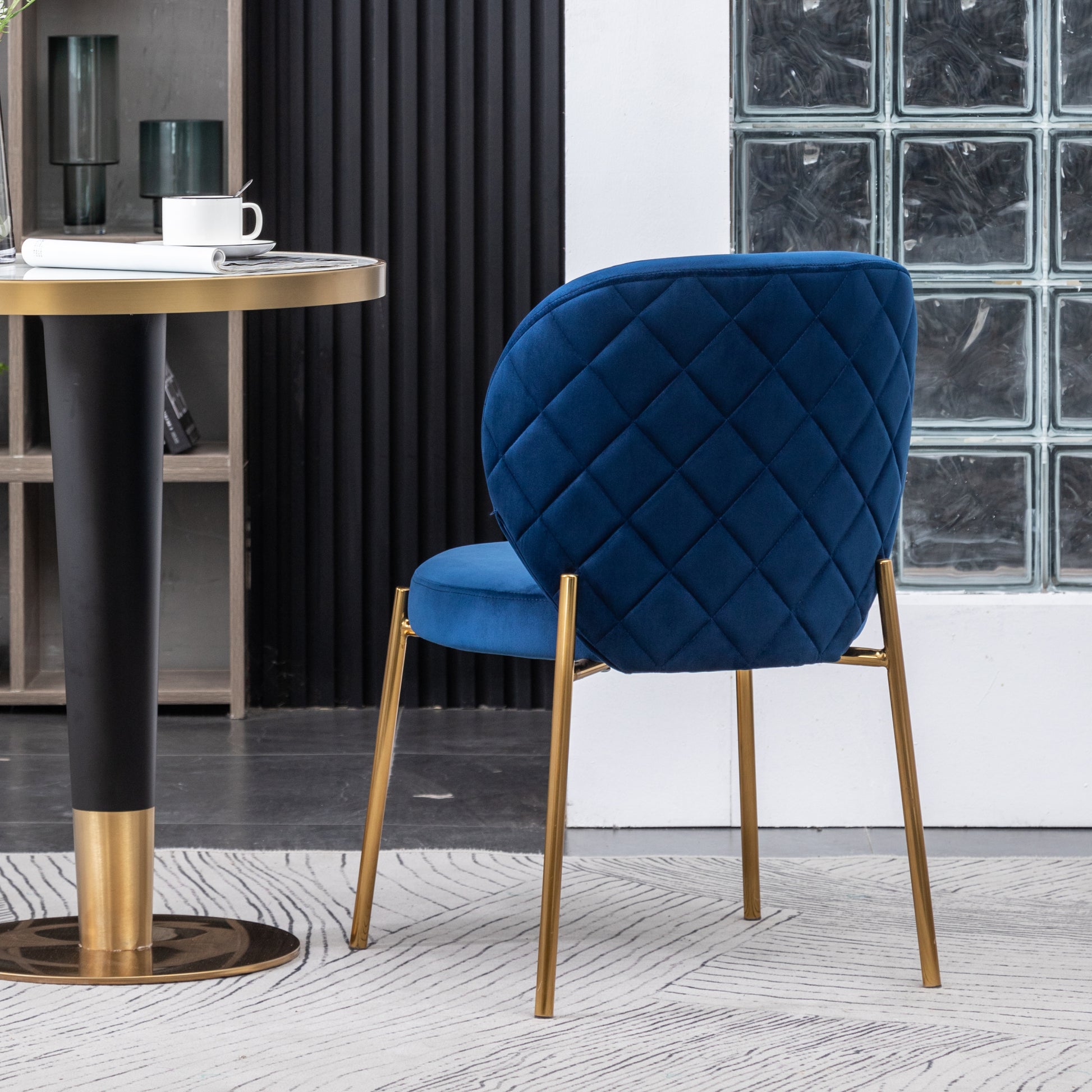 Amoa Contemporary Velvet Upholstery Dining Chair, Blue