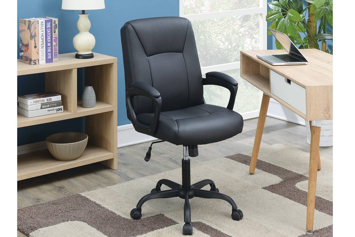 Modern PU Leather Office Chair, Black