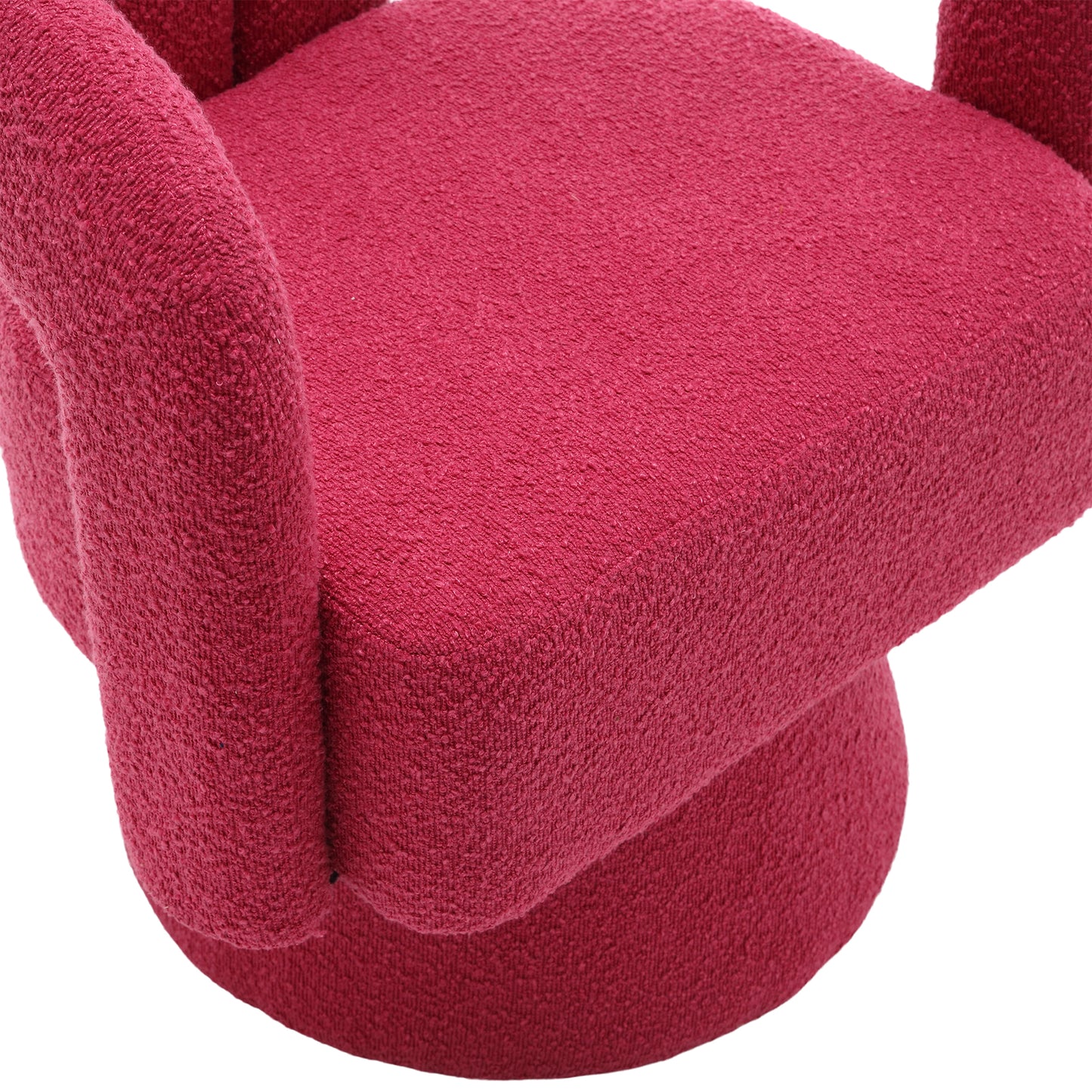 Coolmore Versatile Comfort Rose Red Boucle 360° Swivel Cuddle Barrel Accent Chair