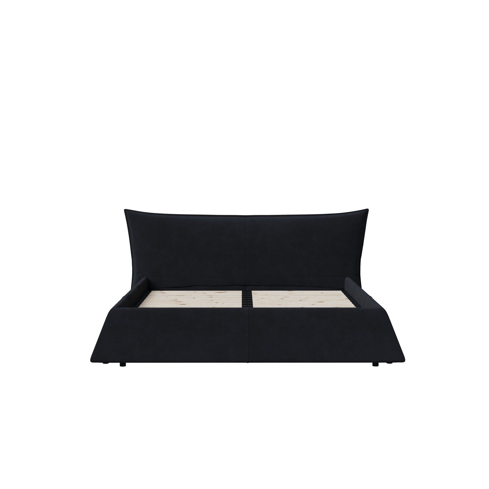 Zephyra Modern Velvet King Size Platform Bed in Black