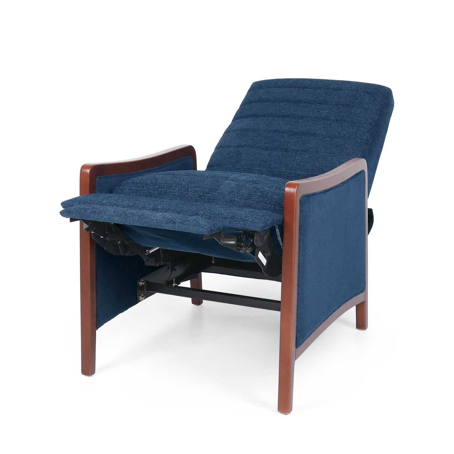 Seraphina Mid-Century Modern Style Plush Navy Blue Fabric Recliner