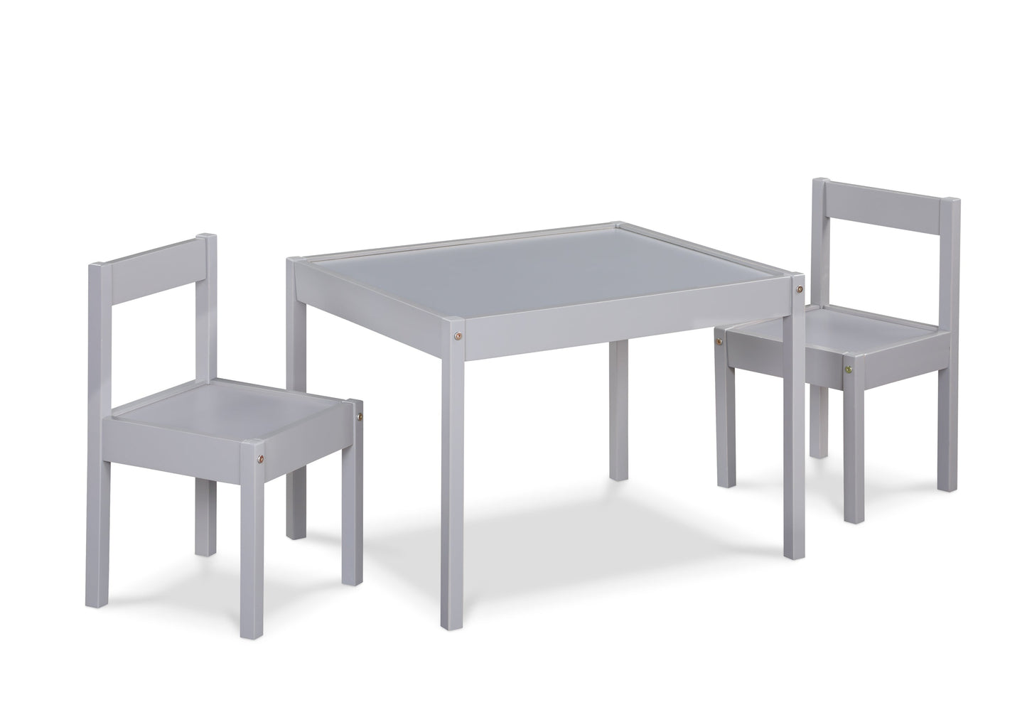 Della 3-Piece Solid Wood Kids Table & Two Chair Set, Gray