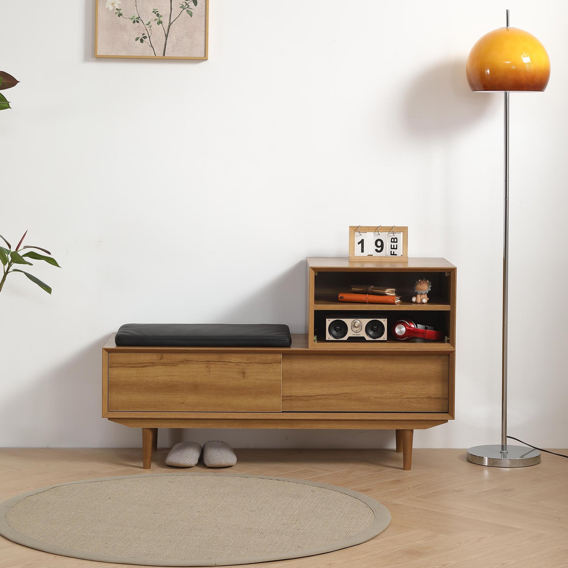 Misha Mid-Century Modern Storage Bench