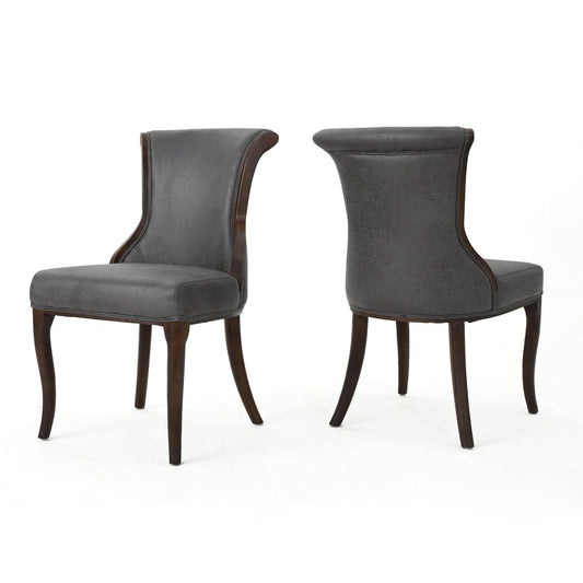 Jaxon Contemporary Curved Legs & Eco Thread Upholstery Dining Chair Set of 2 Slate