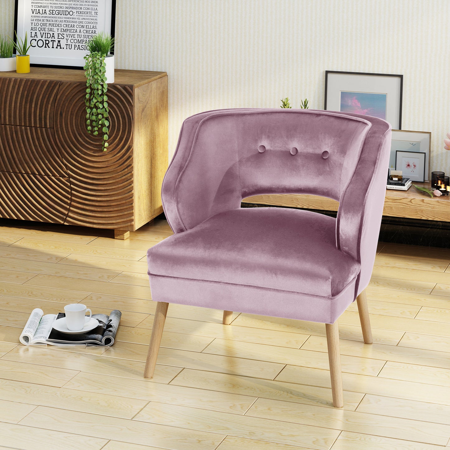 Wren Mid-Century Lavender Purple Velvet Tufted Accent Chair