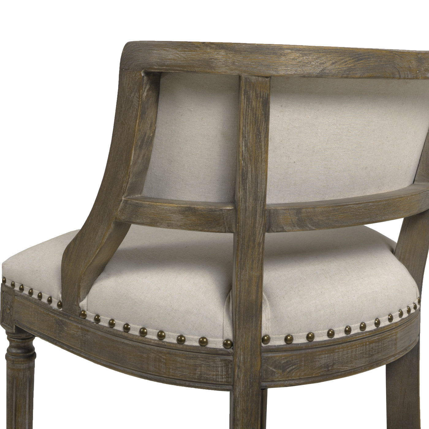 Paris 26.5” Farmhouse Counter Height Bar Stool with Backrest, Light Beige Linen