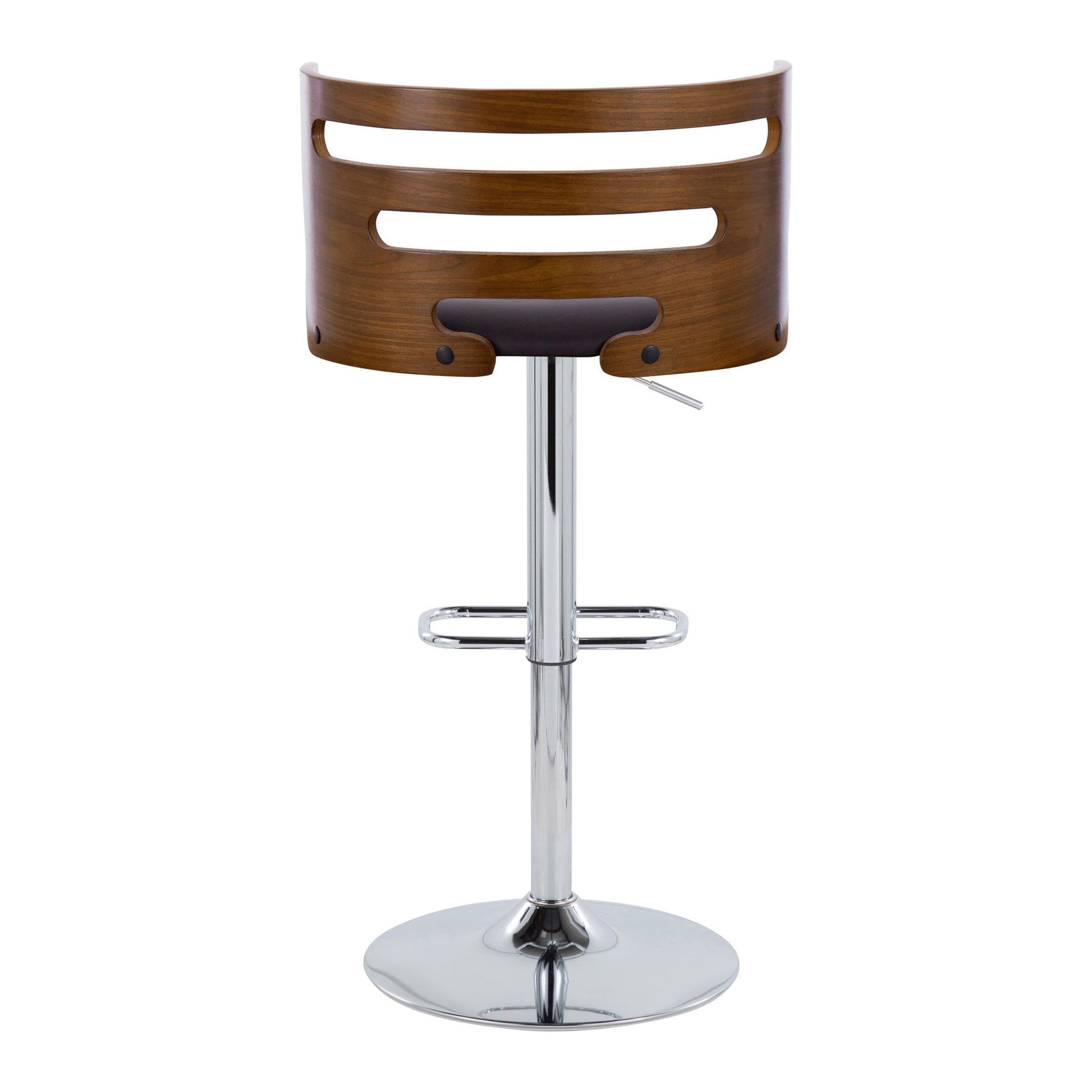 Cosi Mid-Century Modern Bar Stools with Leatherette Padded Seat Set of 2 Walnut