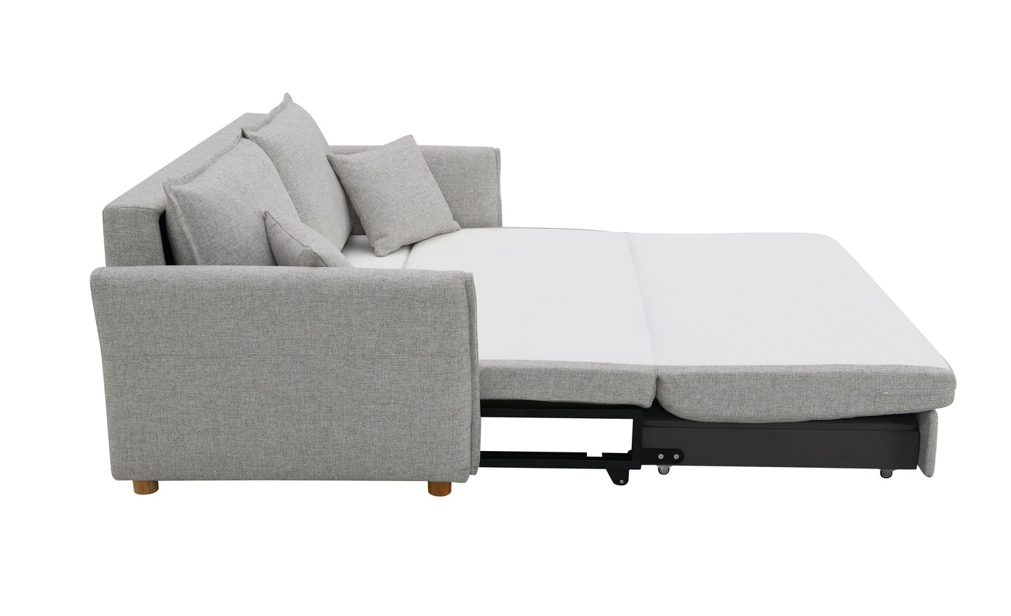 Oren Gray Chenille Sleeper Sectional Sofa w/ Storage & 2 Toss Pillows