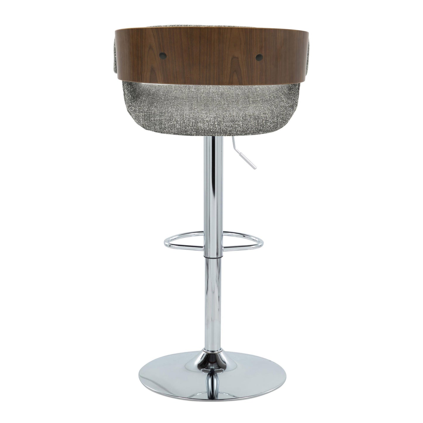 Elisa Mid-Century Modern Adjustable Barstool with Swivel, Walnut & Gray Set of 2