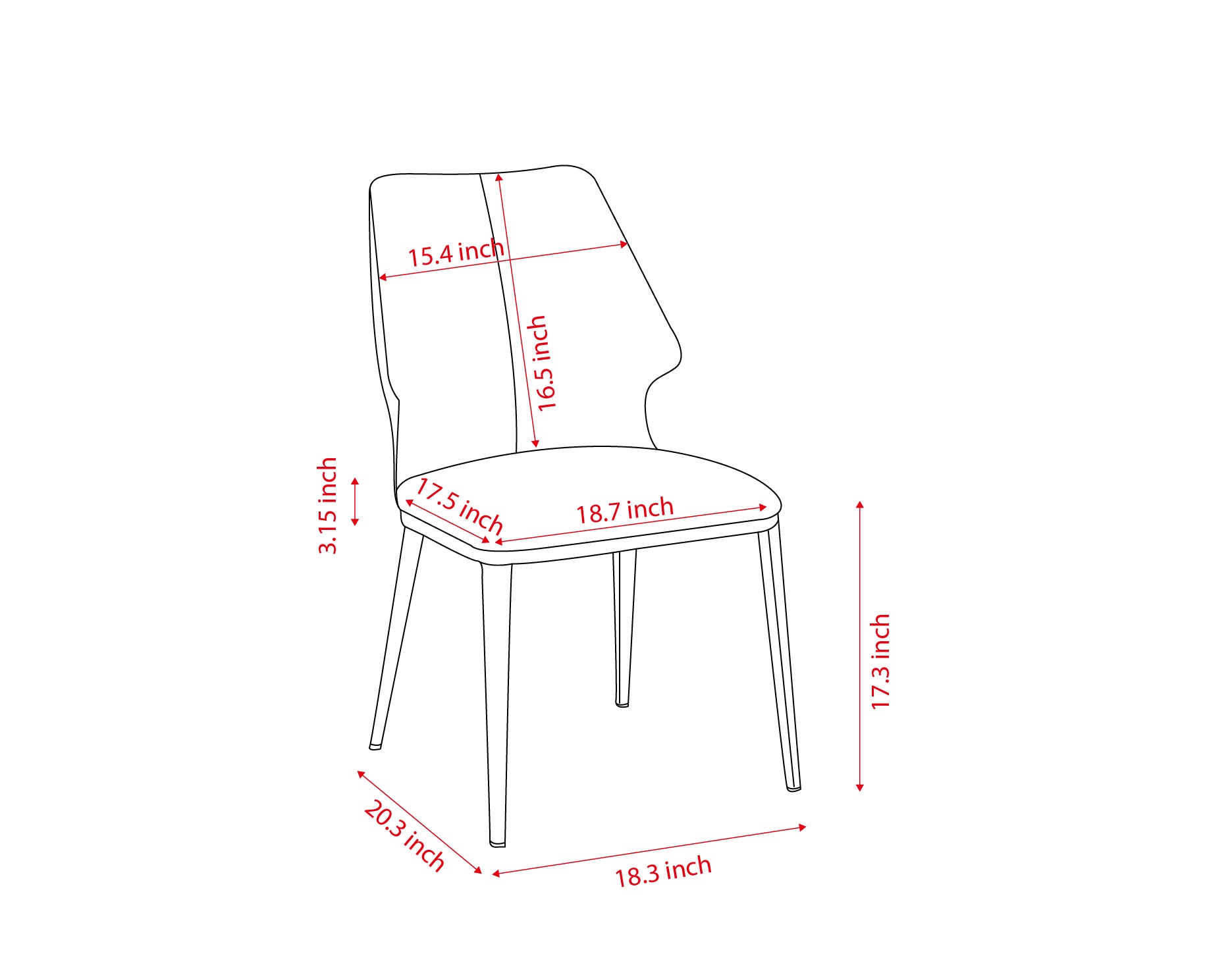 Modern Gray and White Dining Chair Set of 2