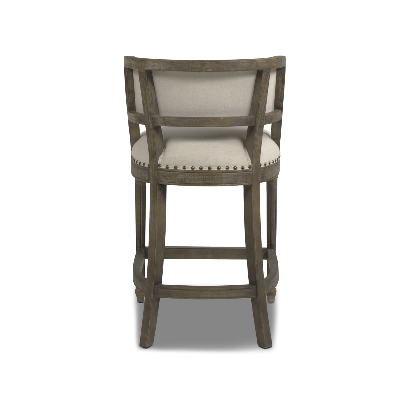 Paris 26.5” Farmhouse Counter Height Bar Stool with Backrest, Light Beige Linen