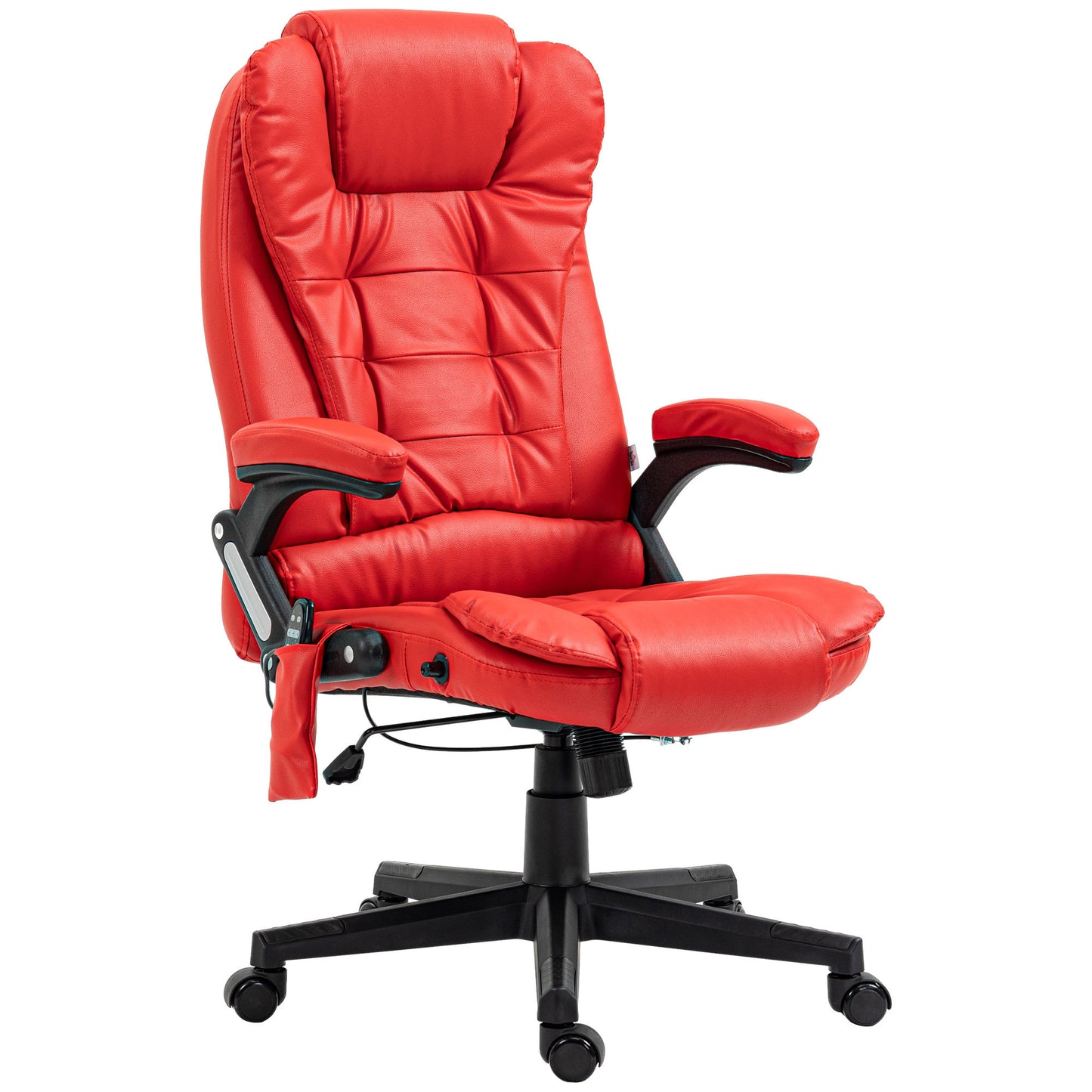 Parisa High Back PU Leather Executive Office Chair with Head & Massage, Red