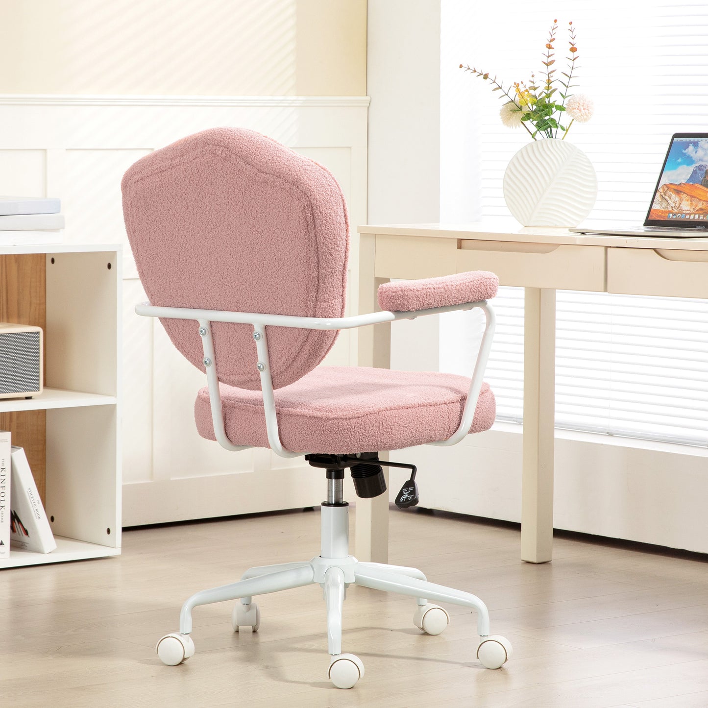 Vale Teddy Fabric Button Tufted Office Chair, Pink