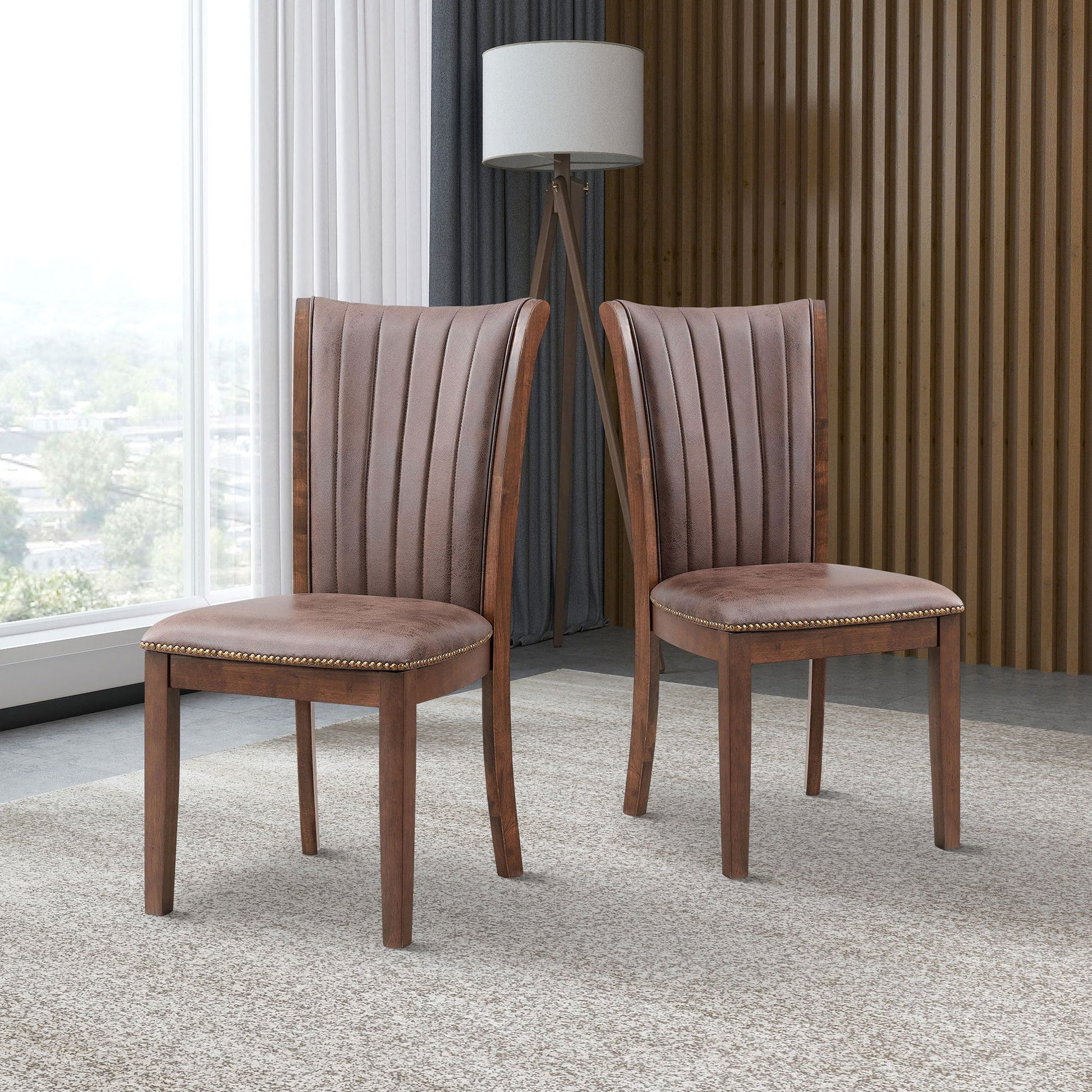 Jovienne Mid-Century Modern Side Chairs Set of 2 Oak