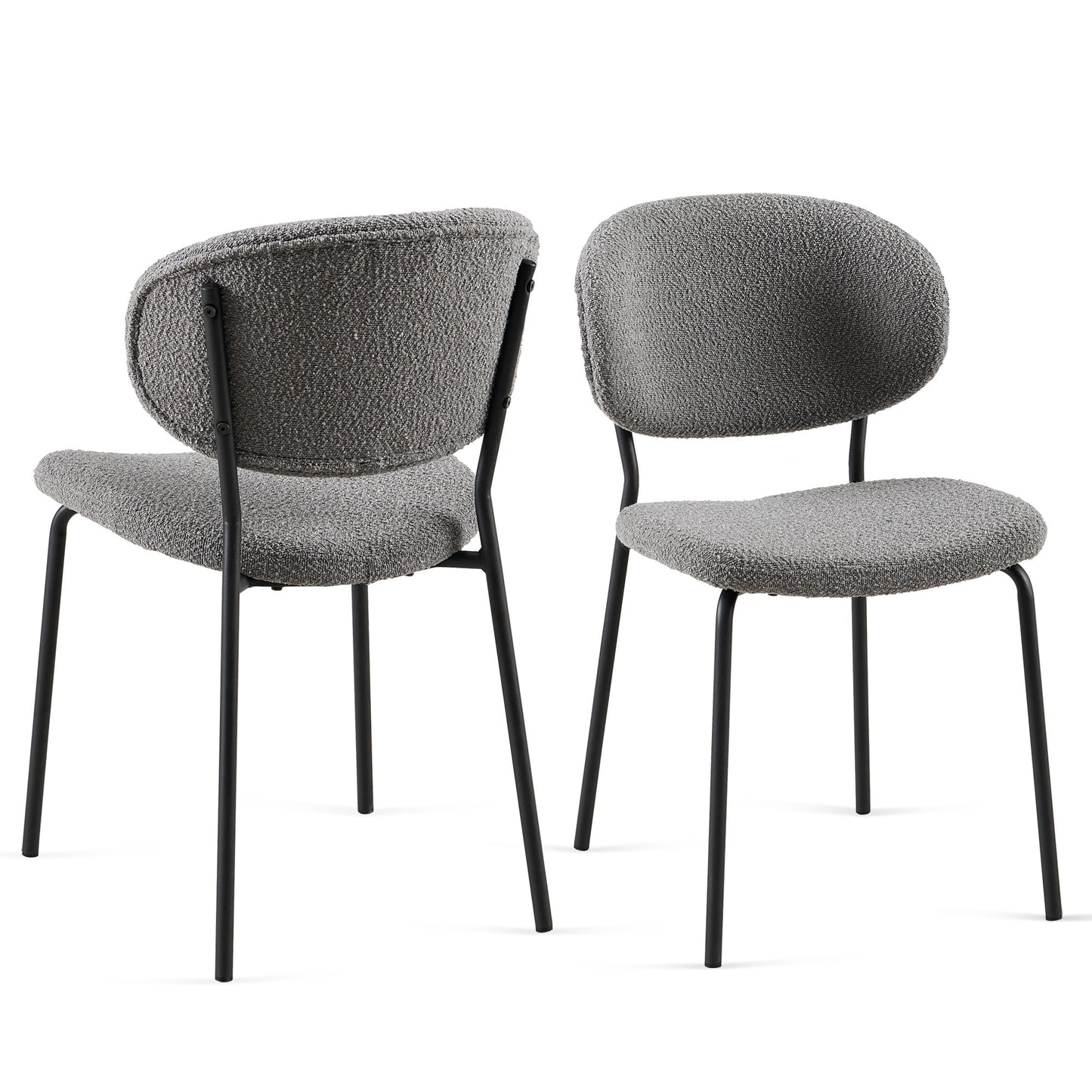 Indra Grey Boucle Fabric Dining Chairs Set of 2