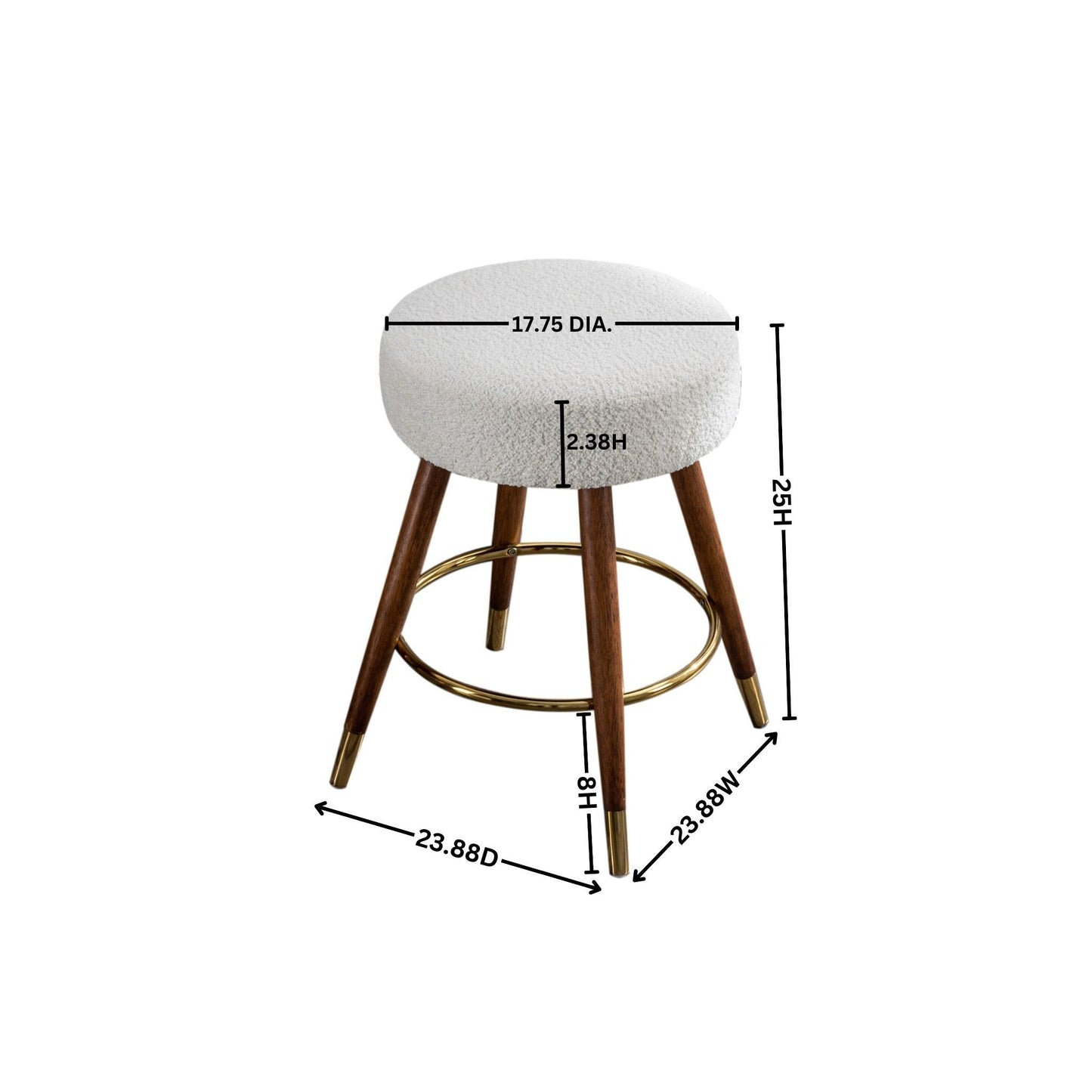 MoMo Boucle Upholstered Counter Height Stool, 360° Swivel