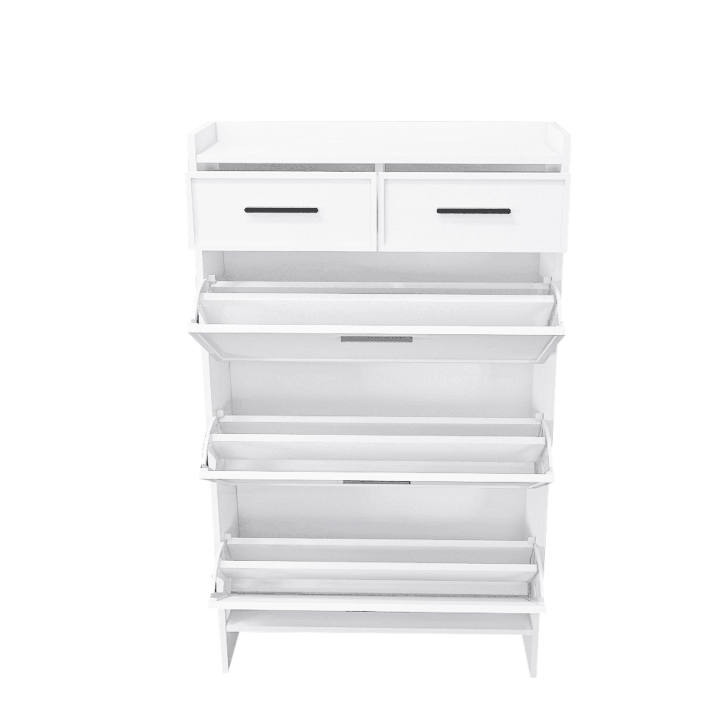 Presley Shaker Shape Door Shoe Rack 3 Doors Shoe Cabinet With 2 Drawers With Open Space for Shoes