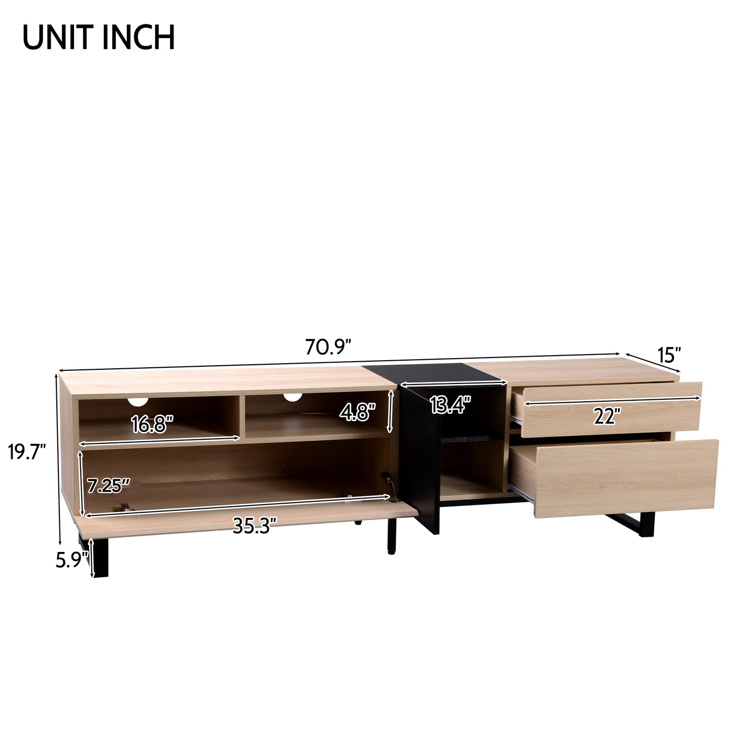 Brielle Modern 80" Double Door TV Console, Natural