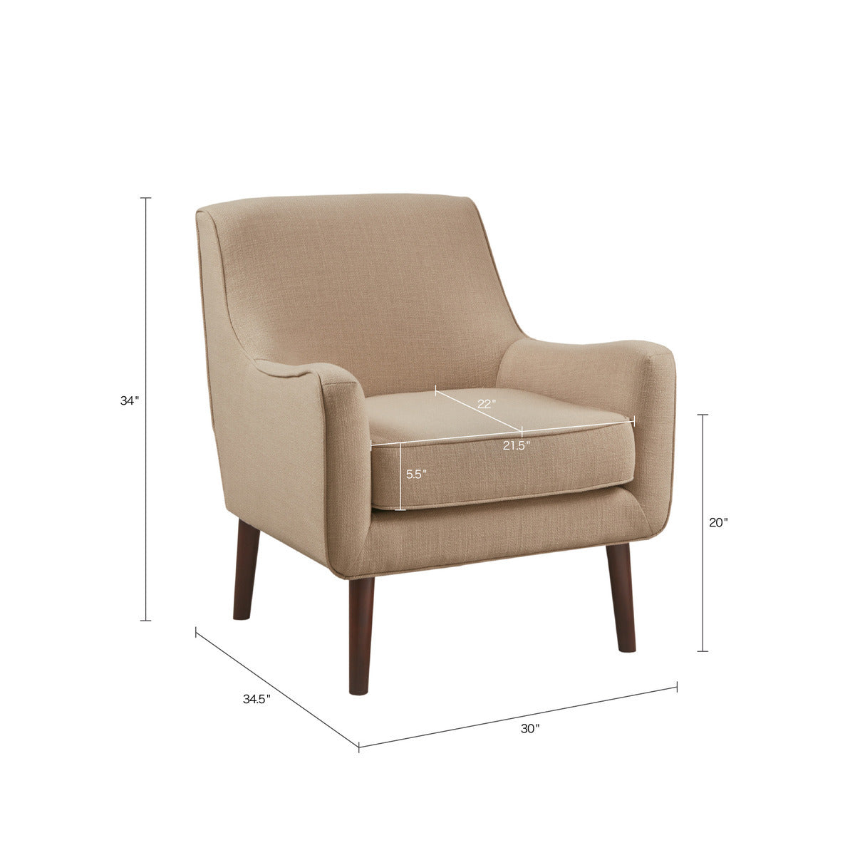 Ida Mid-Century Accent Chair, Sand