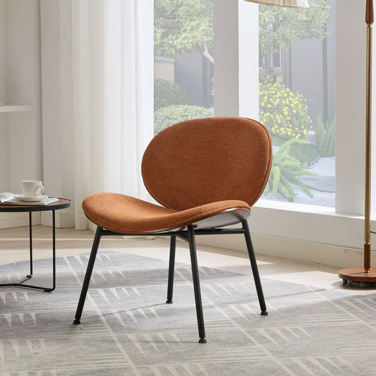 Weston Mid-Century Modern Shell Chair Side Chair, Orange & Walnut