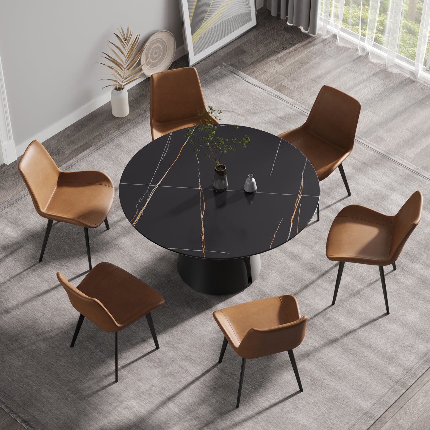 Leocadia 53" Round Modern Sintered Stone Dining Table