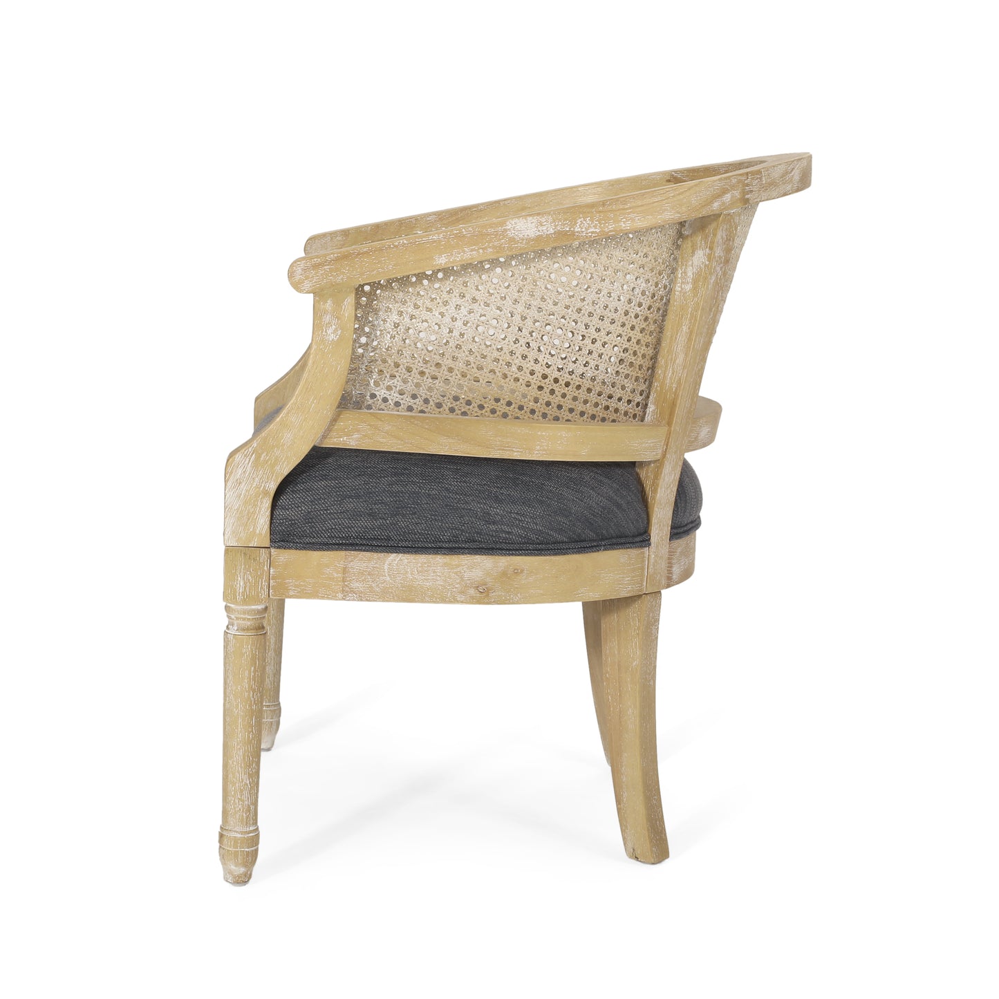 Winifred Modern Country Accent Chair with Rattan, Gray & Natural