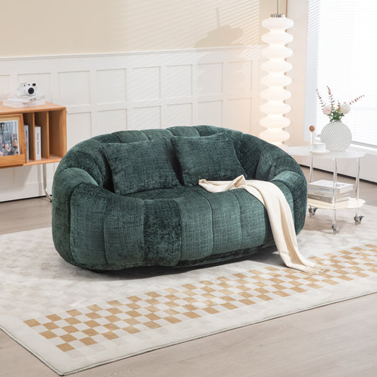 Coolmore Versatile Elegance Emerald Chenille High-Back 2 Seater Bean Bag Sofa for Indoor & Outdoor Relaxation