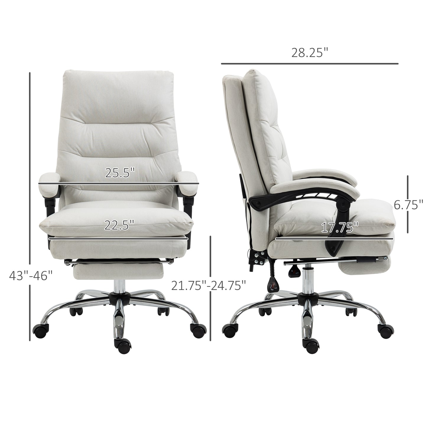 Quinby Cream White Upholstered Office Chair