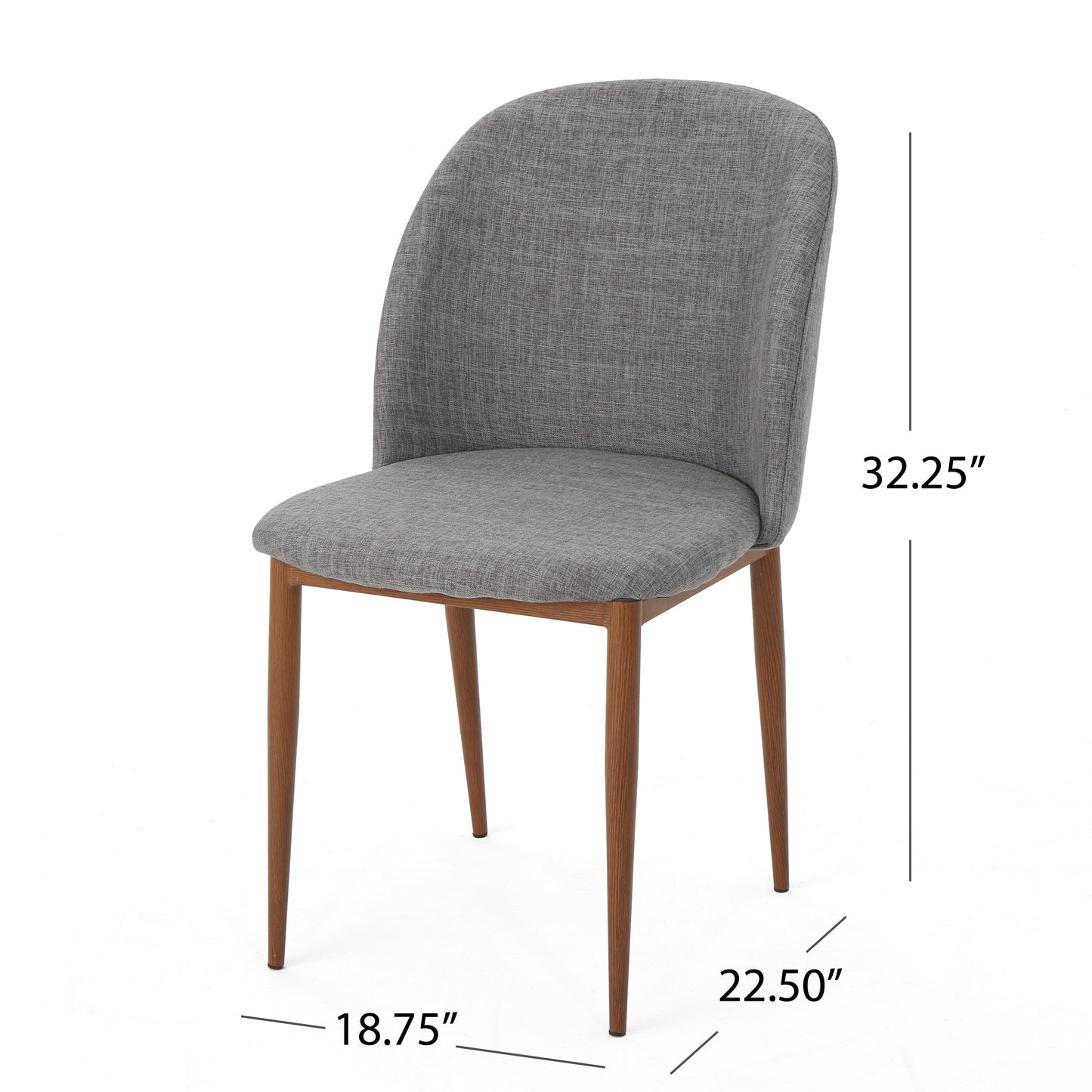 Mandy Mid-Century Dining Chair Fabric Upholstered Chair Set of 2 , Light Gray