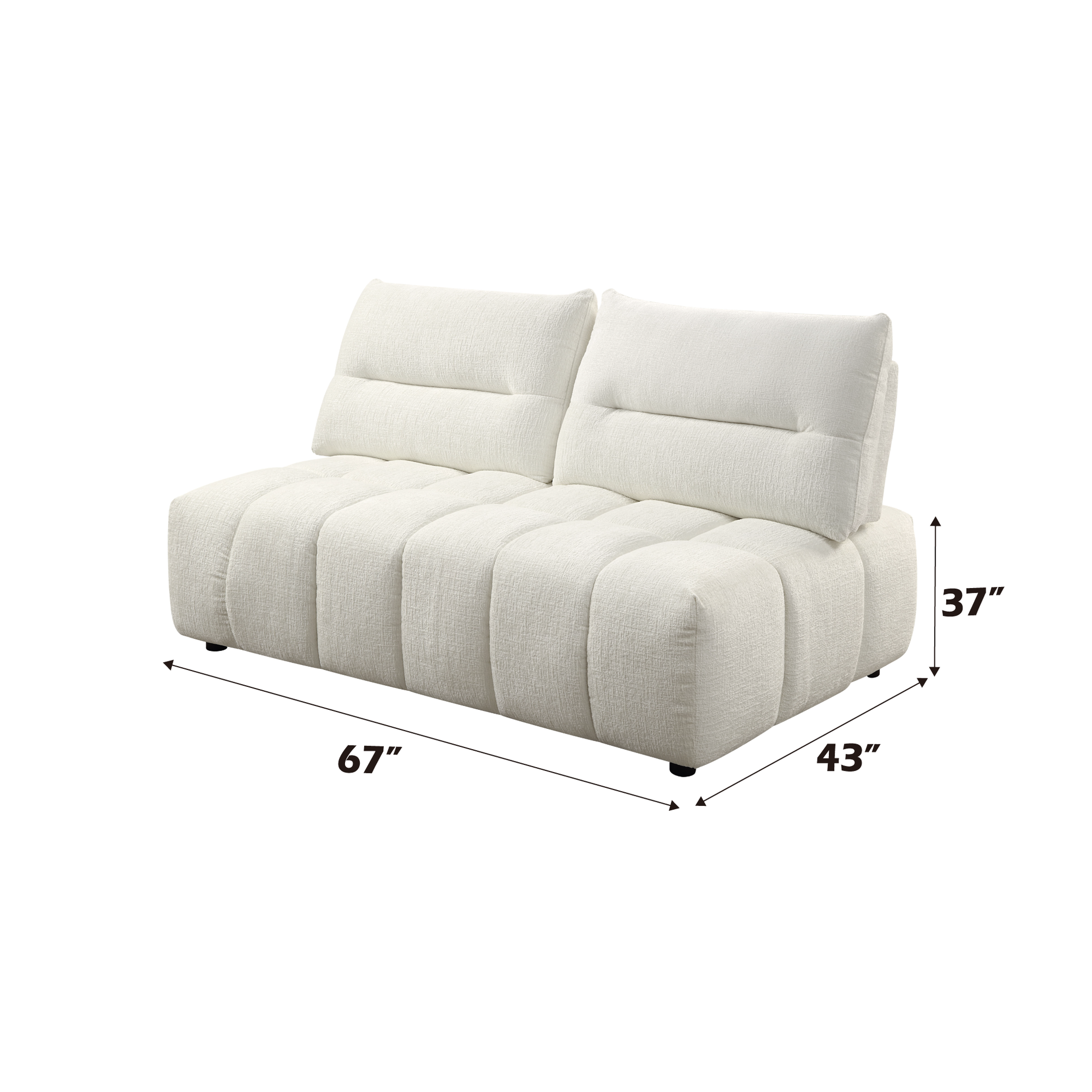 Loanna Beige Linen Modular Sectional with Ottoman