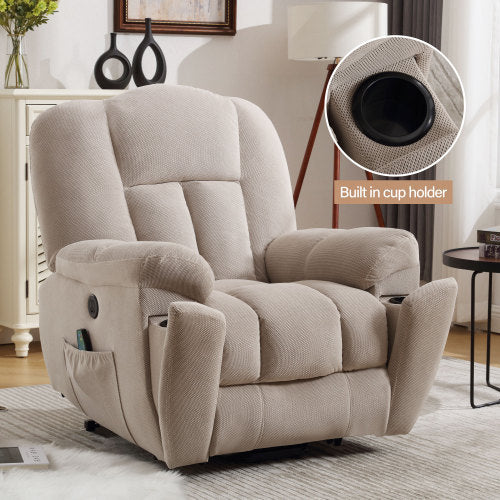 Yara Power Lift Recliner with Infinite Position, Heat, & Massage, Beige