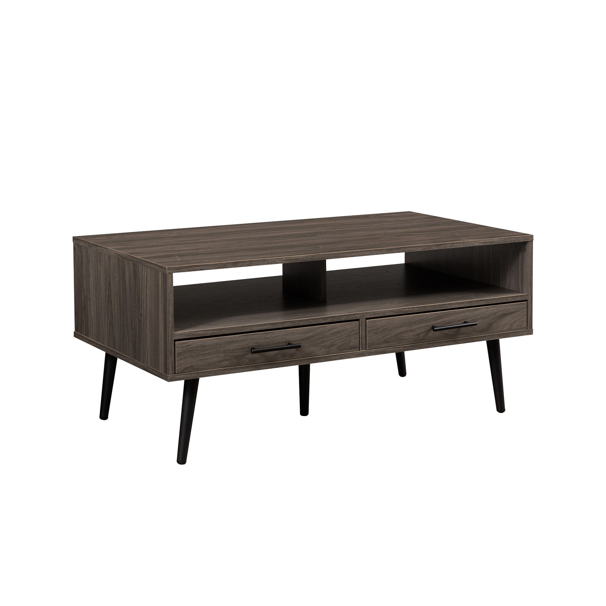 Contemporary 2-Drawer Low Coffee Table – Slate Grey