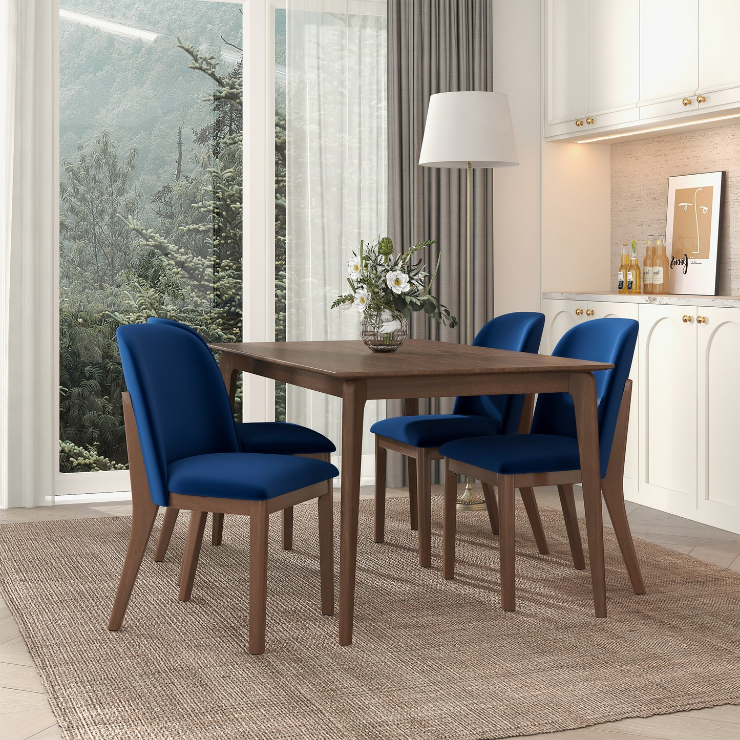 Kaitlyn Navy Blue Velvet Dining Chair Set Of 2