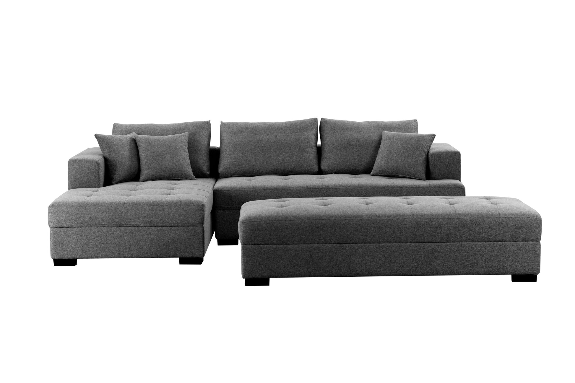 Jansen 111'' L-Shape Sectional & Ottoman Set - Dark Gray