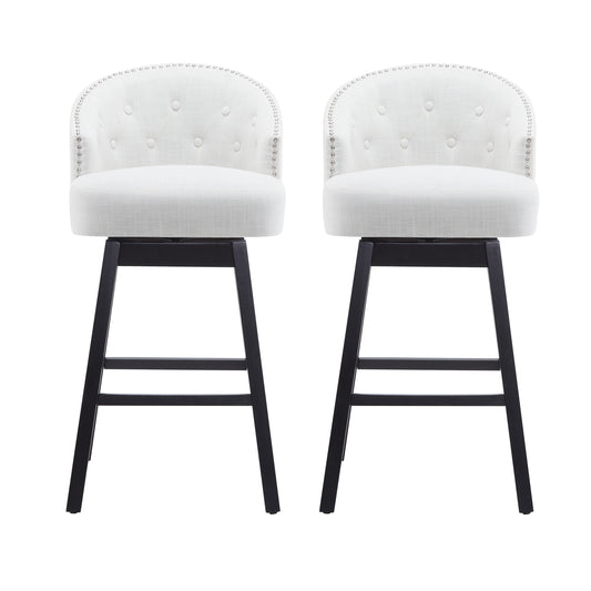 Sunniva 33.25' Swivel Bar Stools with Black Legs Set of 2 Beige