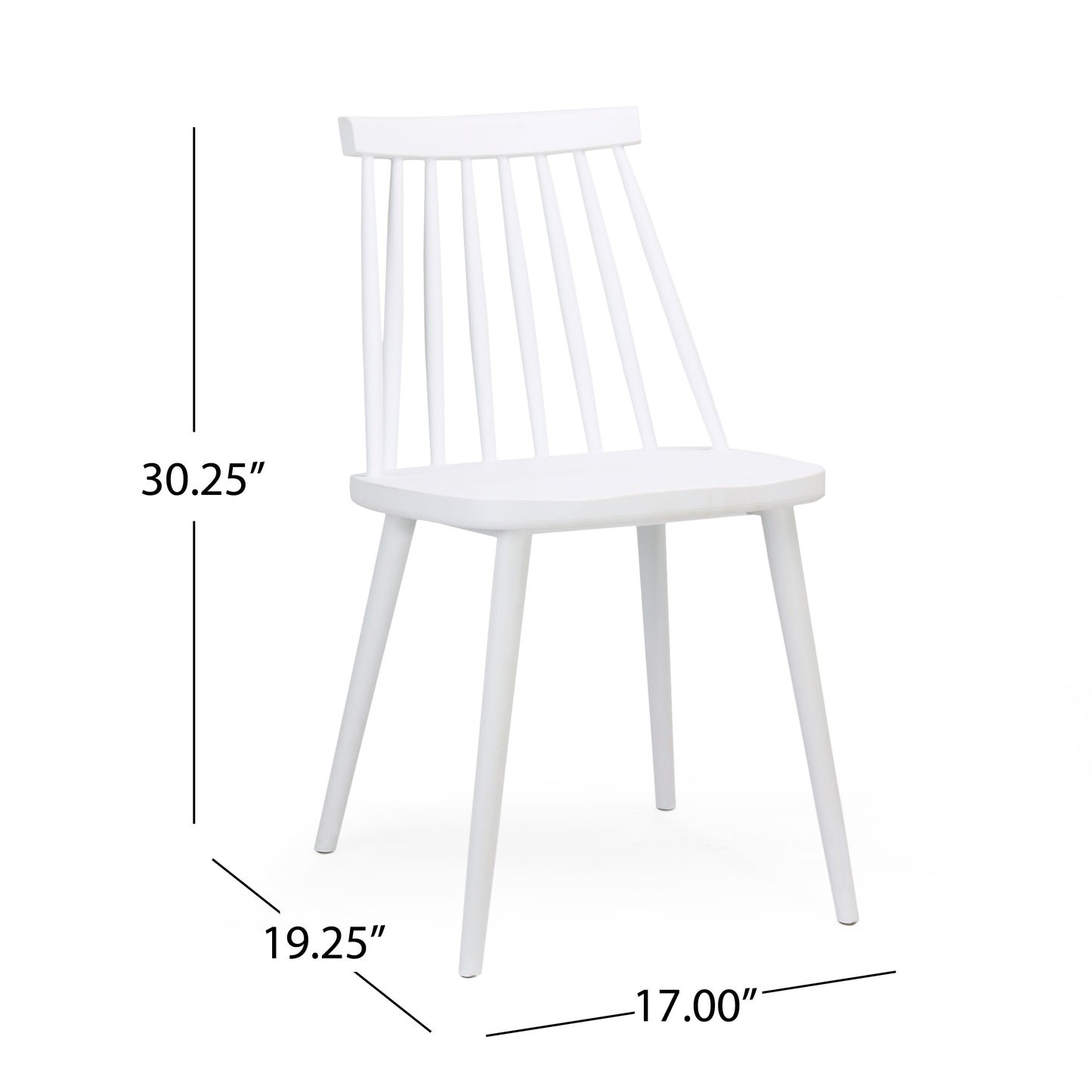 Eddison Farmhouse Spindle Back Dining Chairs, Set of 2, White