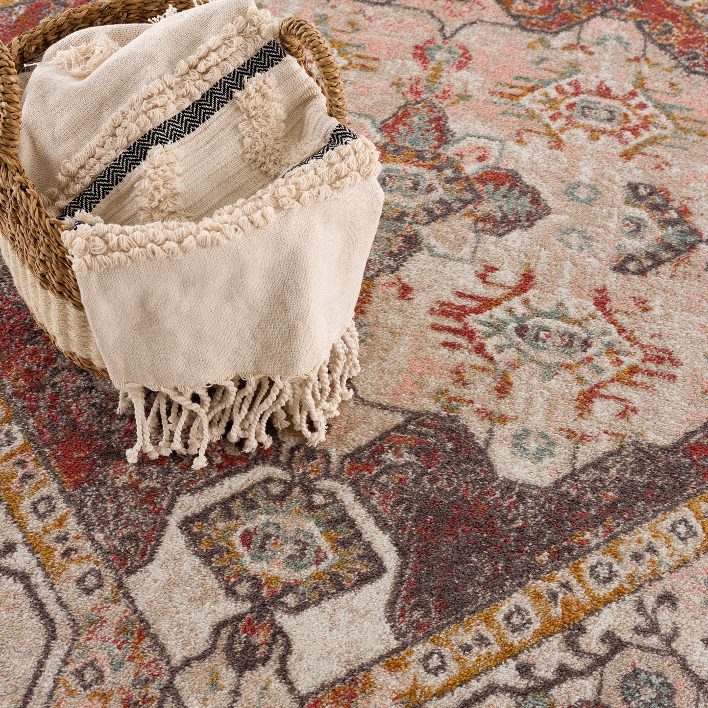 Yennora Brick Red Medallion Rug - Clearance